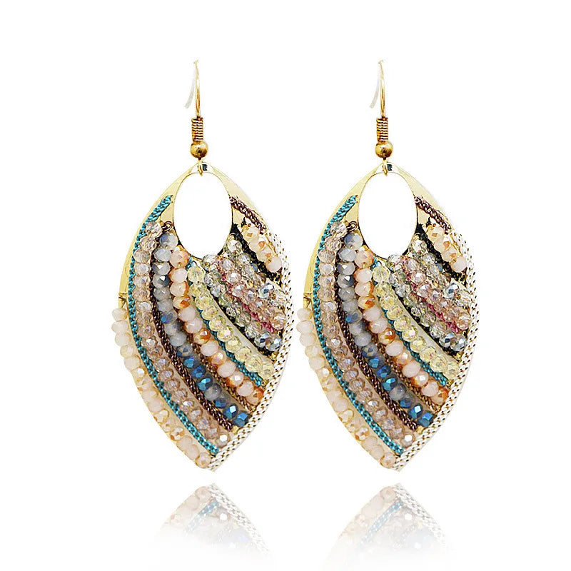 Bohemian Style Leaf Earrings Beaded Earrings for Women