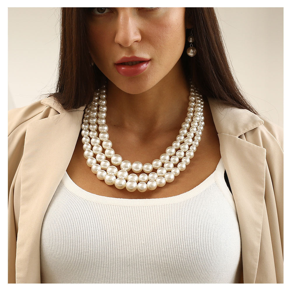 Pearl Fashion Exaggerated Ladies String Pearl Clavicle Multilayer Necklace