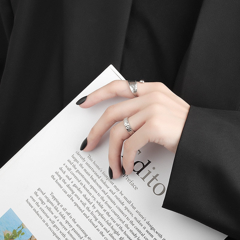 Silver Color Rings For Women Trendy Simple Fashion Line Cross Resizable Rings Trend