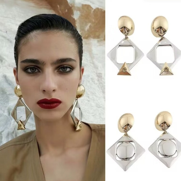 Geometric diamond earrings for women