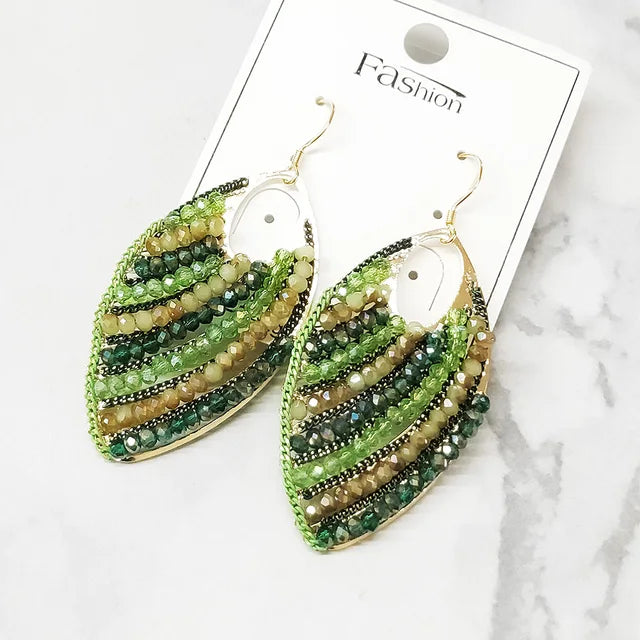 Bohemian Style Leaf Earrings Beaded Earrings for Women