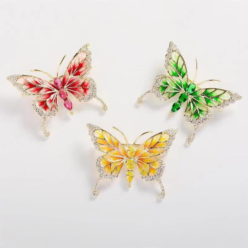 Enamel butterfly brooch, elegant and elegant accessories for women, niche design, inset style diamond studded brooch accessories