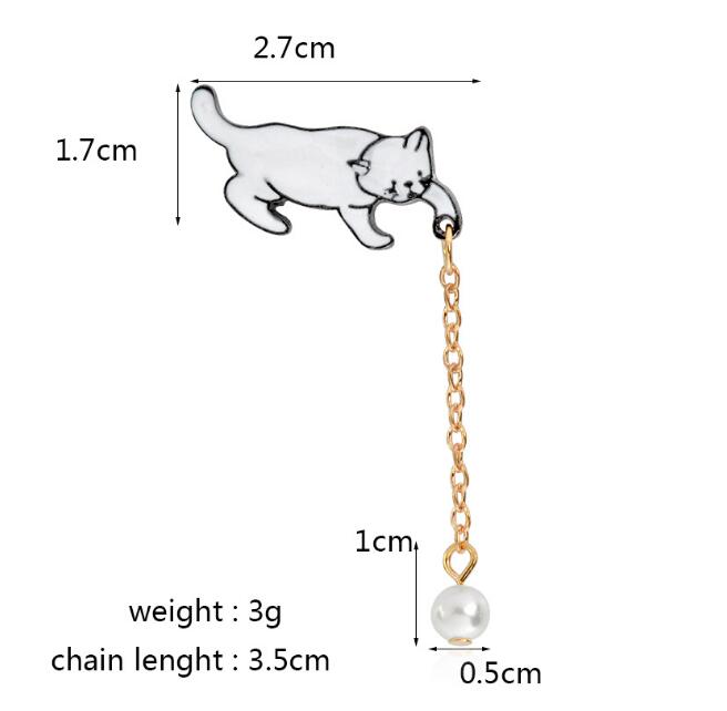 Alloy Cute Little White Imitation Pearl Cat Brooch Pins Chic Fashion Jewelry Bijoux Brooch Wholesale Women Accessories