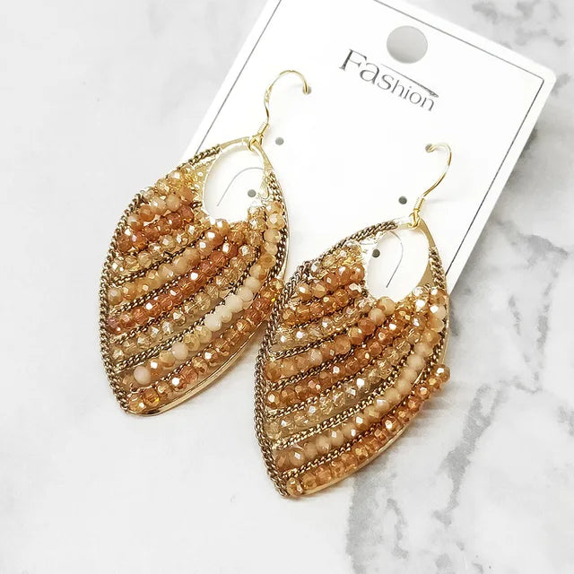 Bohemian Style Leaf Earrings Beaded Earrings for Women