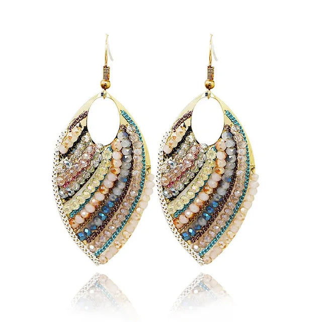 Bohemian Style Leaf Earrings Beaded Earrings for Women
