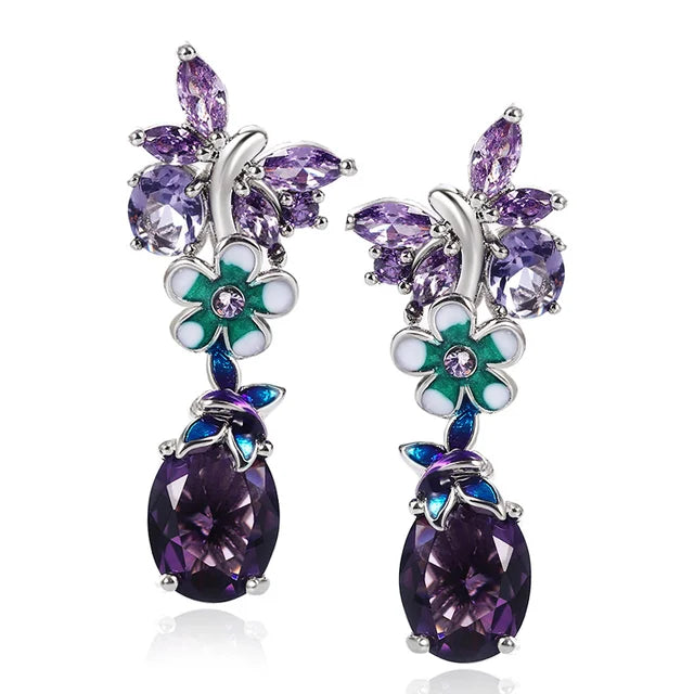 Flower earrings, popular butterfly earrings for women