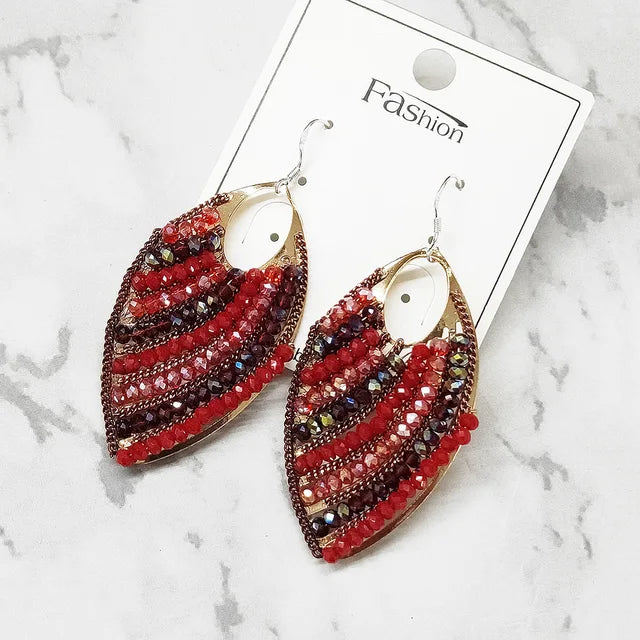Bohemian Style Leaf Earrings Beaded Earrings for Women